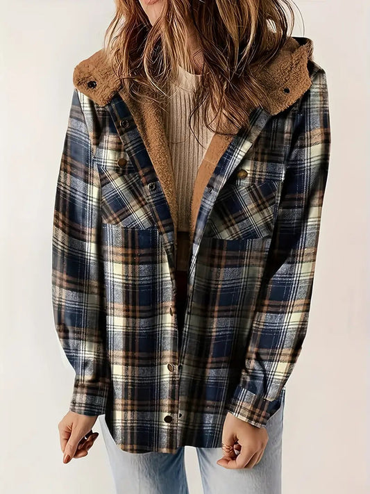 Ylona | Women's Checked Hooded Jacket — Daily Comfort & Elegance