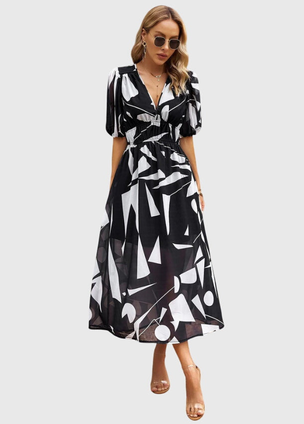 Chic Floral Knee Length Dress