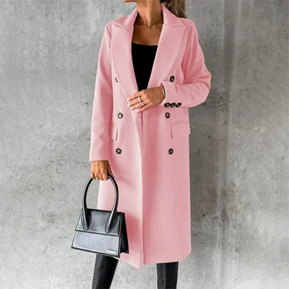 Women's Winter Trench Coat | Double-breasted with Notched Collar