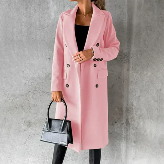Women's Winter Trench Coat | Double-breasted with Notched Collar