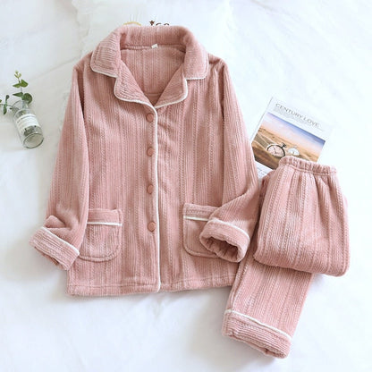 Women's Pajama Set | Button Closure Winter Nightwear