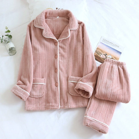 Women's Pajama Set | Button Closure Winter Nightwear