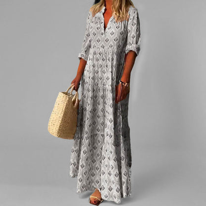 Image of Cassandra | Women's V-Neck Boho Maxi Dress