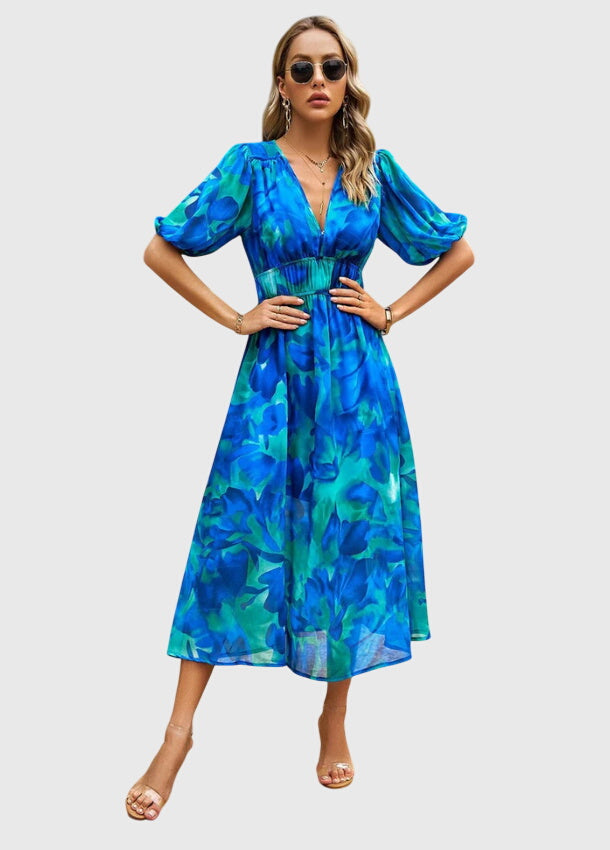Chic Floral Knee Length Dress