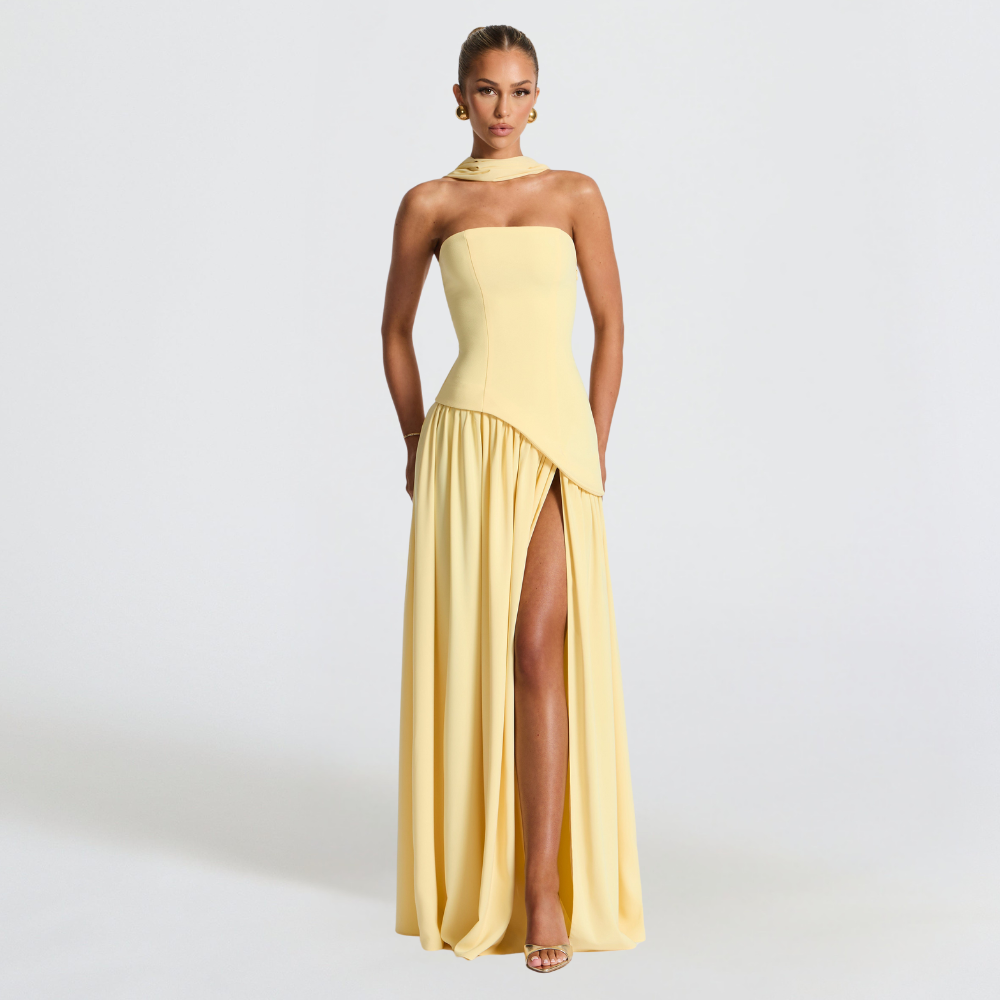 Vania | Strapless Evening Dress – Sexy Elegance With High Slit