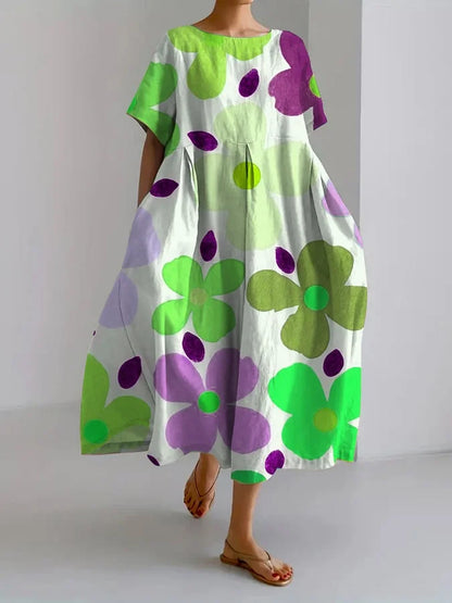 Vibrant Floral Midi Dress for Sunny Summer Days - Olytrend