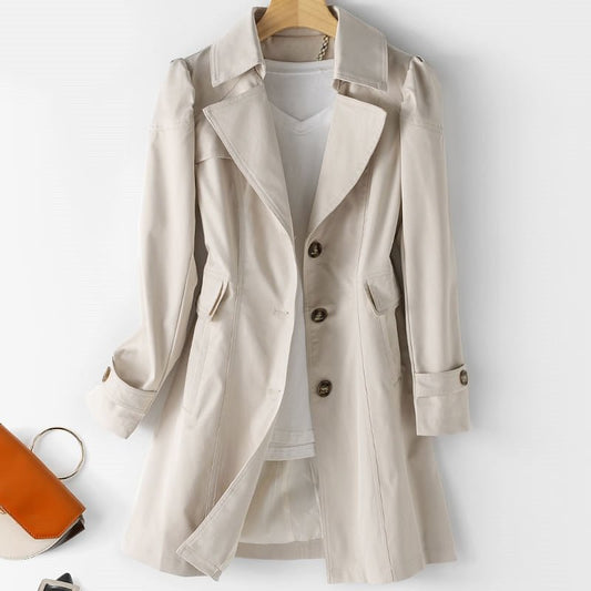 Women's Winter Trench Coat | Double Button & Notched Collar