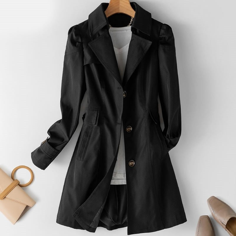 Women's Winter Trench Coat | Double Button & Notched Collar