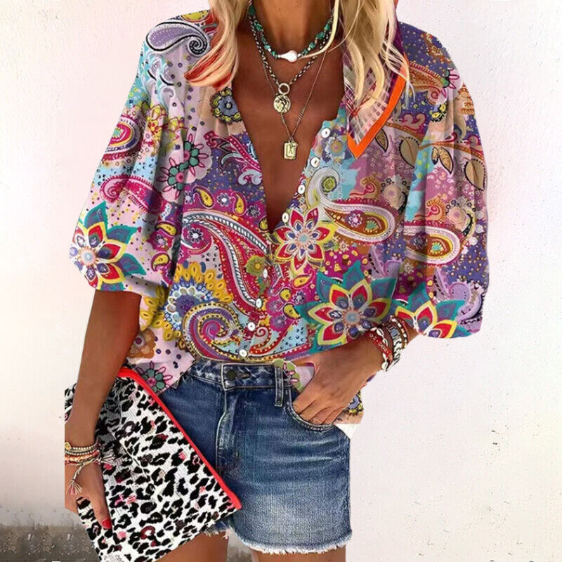 Image of Crystal | Women's Floral Print Button-Down Shirt