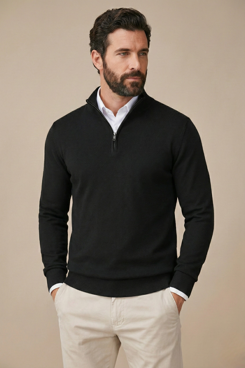 Casual Men's Quarter Zip Jumper - Olytrend
