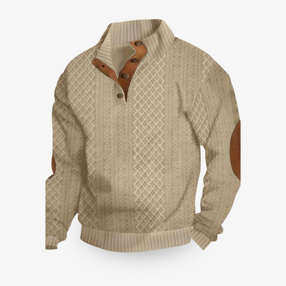 Aziz | Men's Sweater with Buttoned Collar — Timeless Warmth & Elegance