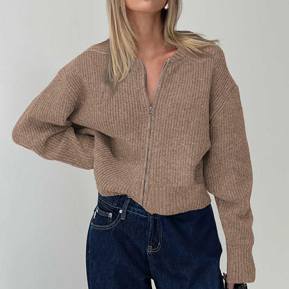 Women's cardigan with zipper