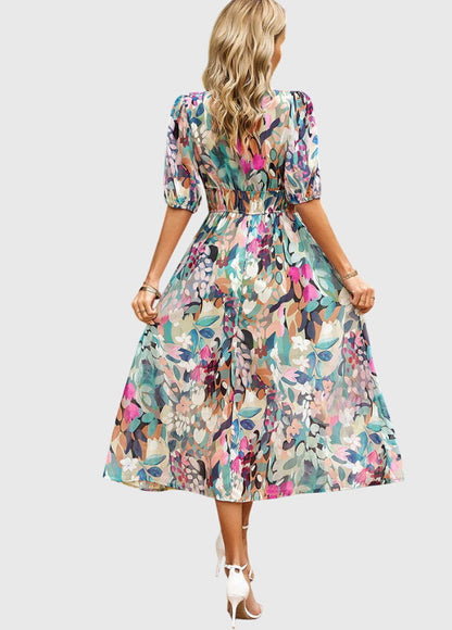 Chic Floral Knee Length Dress