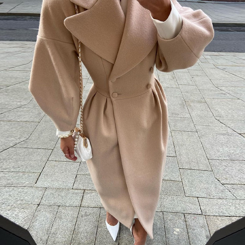 Women's trench coat | Double-breasted with lapels & long fit