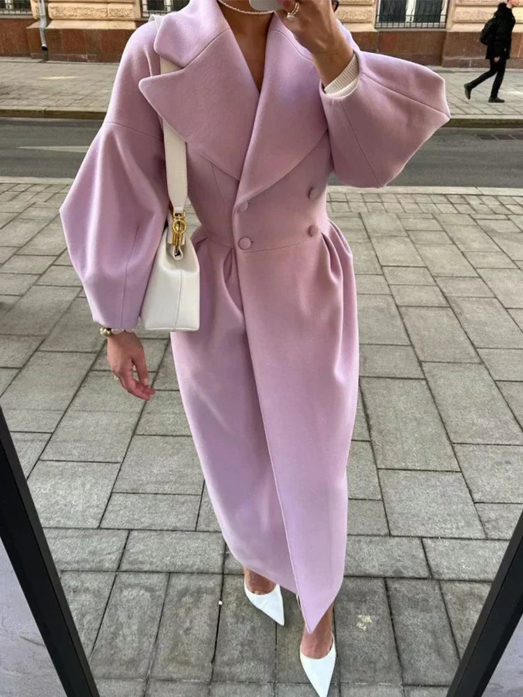 Women's trench coat | Double-breasted with lapels & long fit