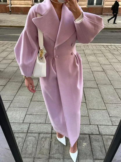 Women's trench coat | Double-breasted with lapels & long fit