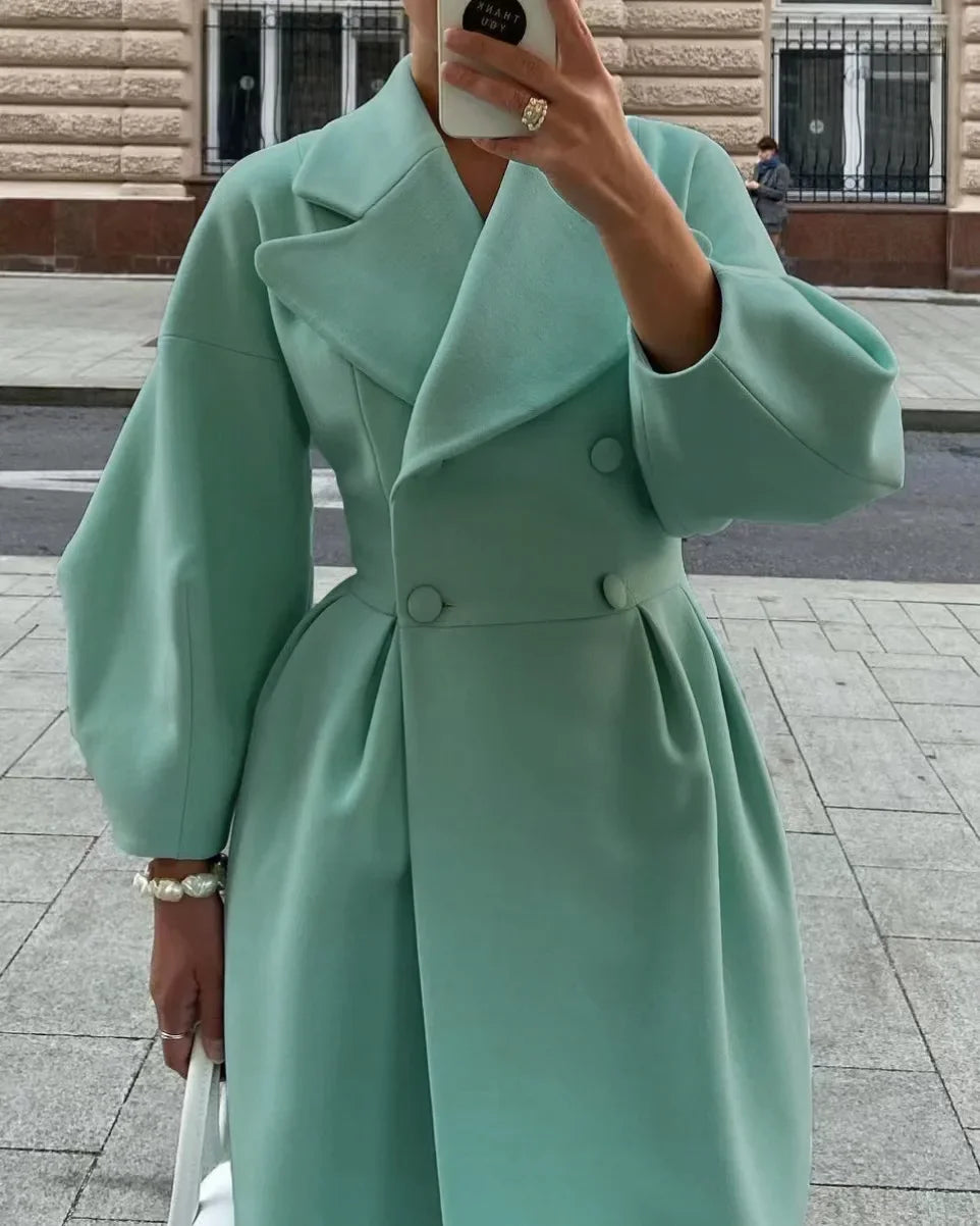 Women's trench coat | Double-breasted with lapels & long fit