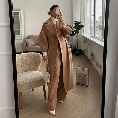 Women's trench coat | Double-breasted with lapels & long fit