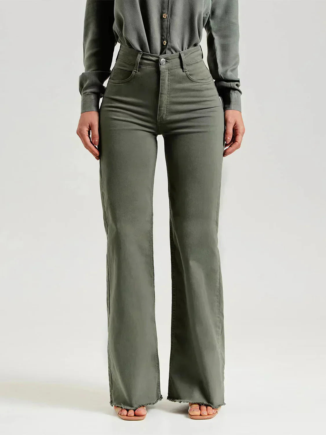 Beatrix | Frayed Wide-Leg Trousers for Women – Trendy Fabric Pants for Women