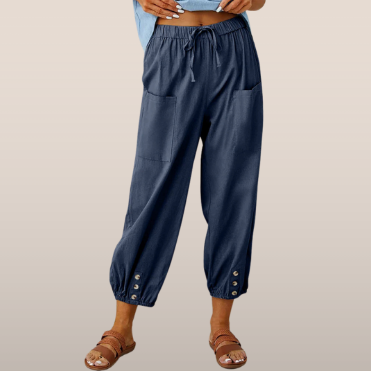 Breathable pants - casual style with hem and elastic pockets