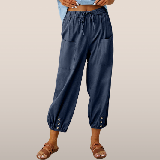 Breathable pants - casual style with hem and elastic pockets