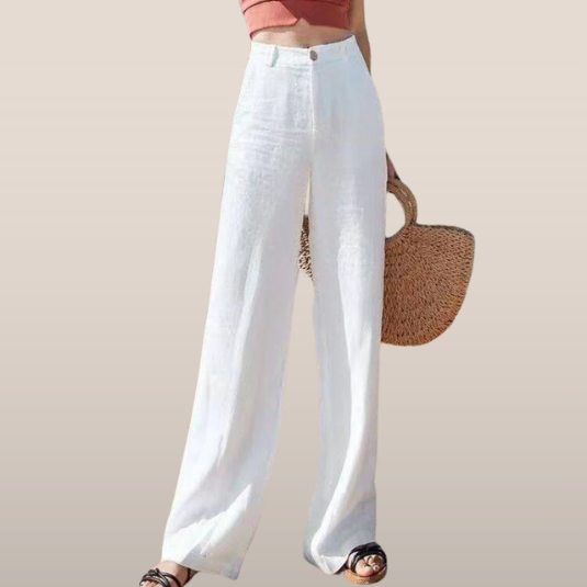 Women's pants - Linen look - High waist - Wide leg - Summer style