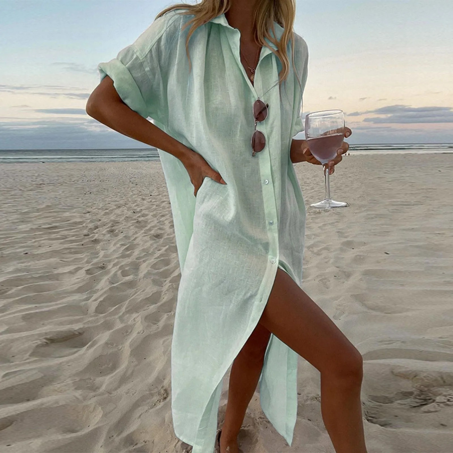 Charline | Elegant Shirt Dress With Slits – Refined And Modern Style