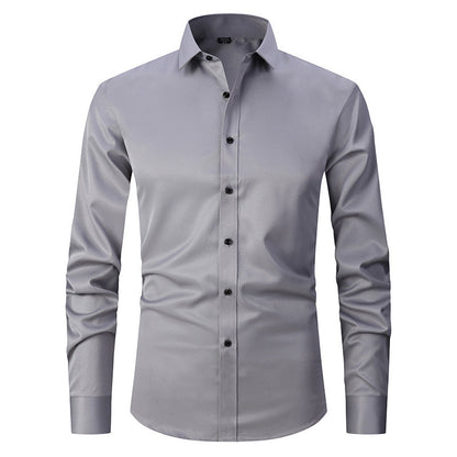 Allen – Long-sleeved slim men's shirt in solid stretch