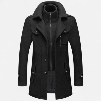Ancient World | Men's Winter Coat in Mixed Wool with Double Collar