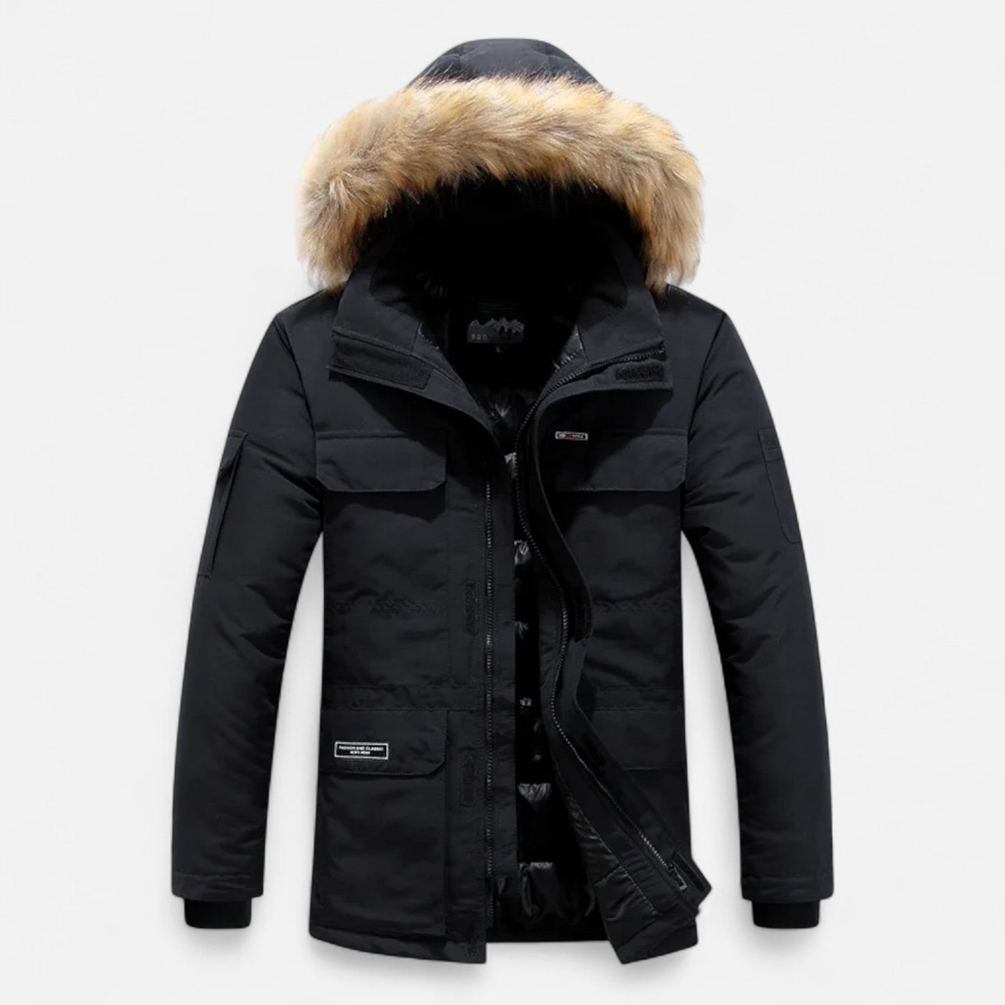 Ancient World | Men's Winter Down Parka with Hood and Fleece Lining