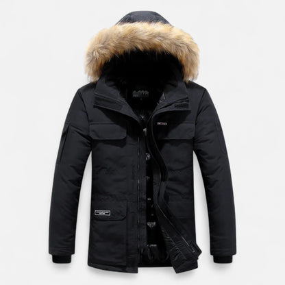 Ancient World | Men's Winter Down Parka with Hood and Fleece Lining