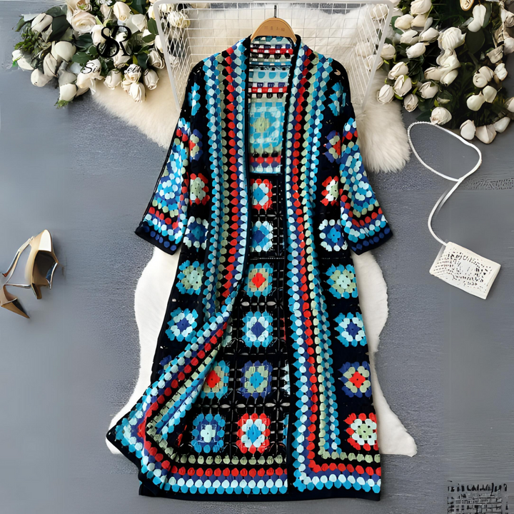 Vibrant Open Front Long Cardigan