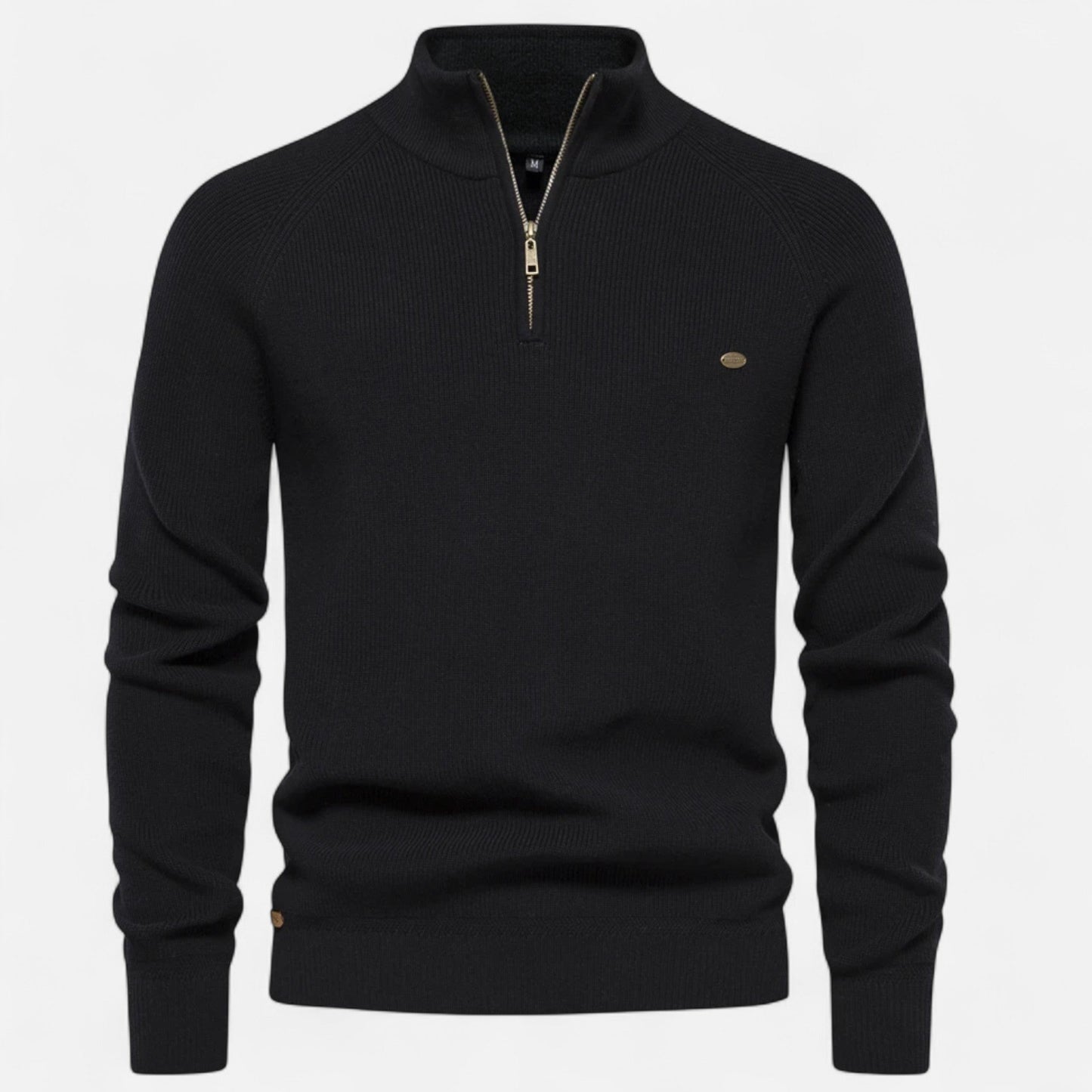 Ancient World | Cotton Zip-Up Sweater with Stand-Up Collar