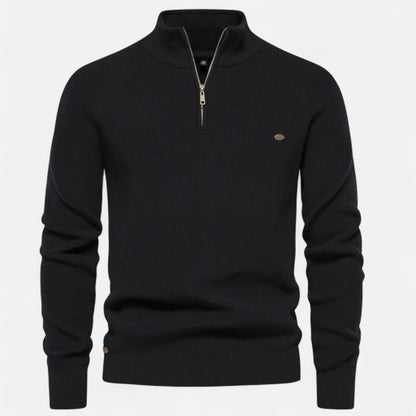 Ancient World | Cotton Zip-Up Sweater with Stand-Up Collar