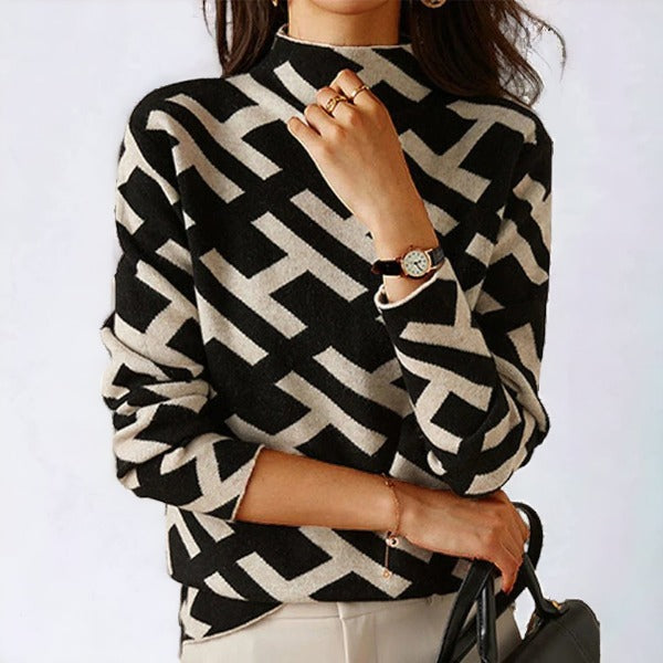 Women's sweater with geometric pattern | Long sleeves