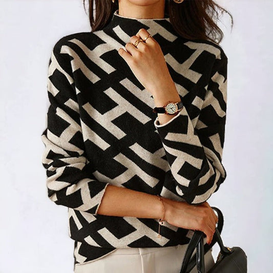 Women's sweater with geometric pattern | Long sleeves
