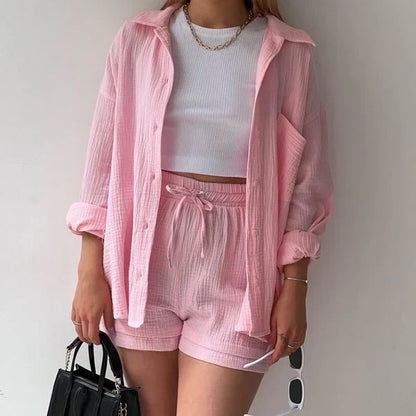 Amelia Two-Piece High-Waisted Summer Beach Shorts