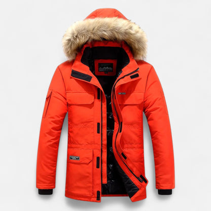 Ancient World | Men's Winter Down Parka with Hood and Fleece Lining