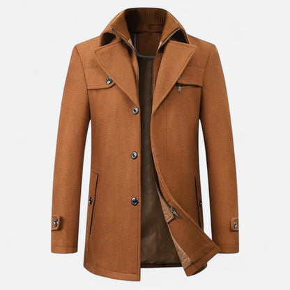 Ancient World | Men's Wool Trench Coat Double Collar Zipped