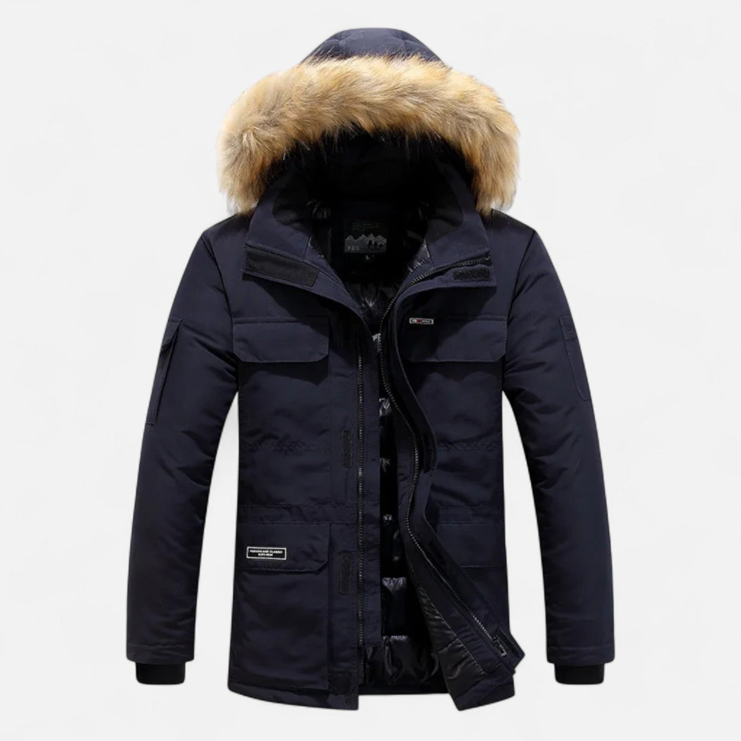 Ancient World | Men's Winter Down Parka with Hood and Fleece Lining