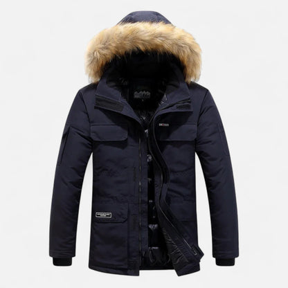 Ancient World | Men's Winter Down Parka with Hood and Fleece Lining