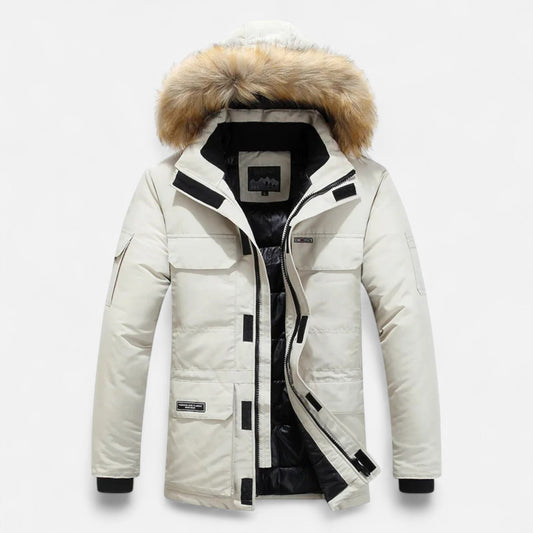 Ancient World | Men's Winter Down Parka with Hood and Fleece Lining