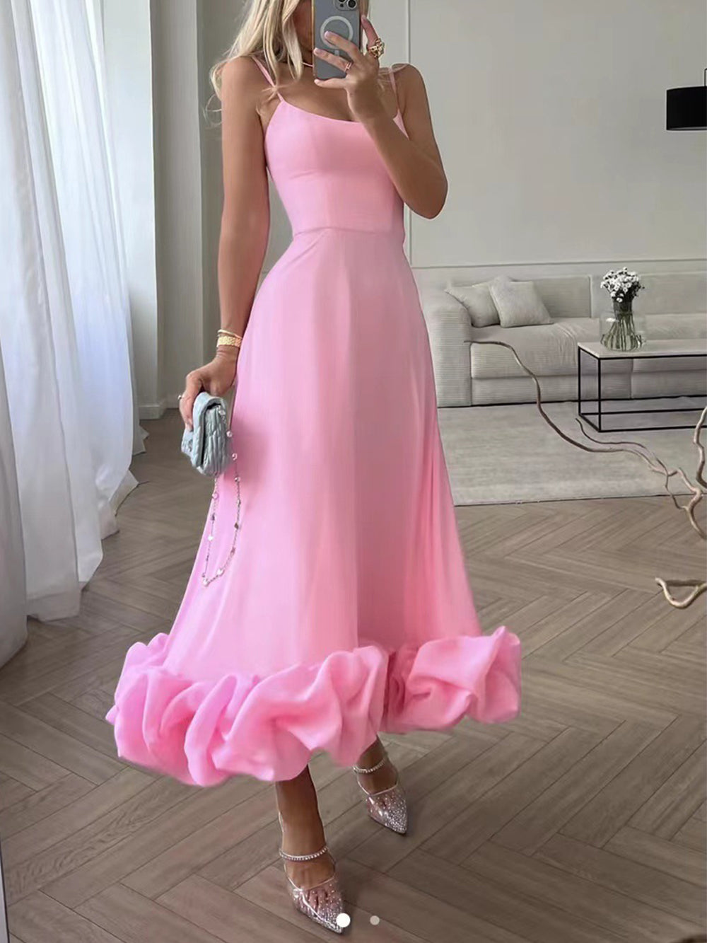 Beautiful Formal Ruffle Midi Dress - Olytrend