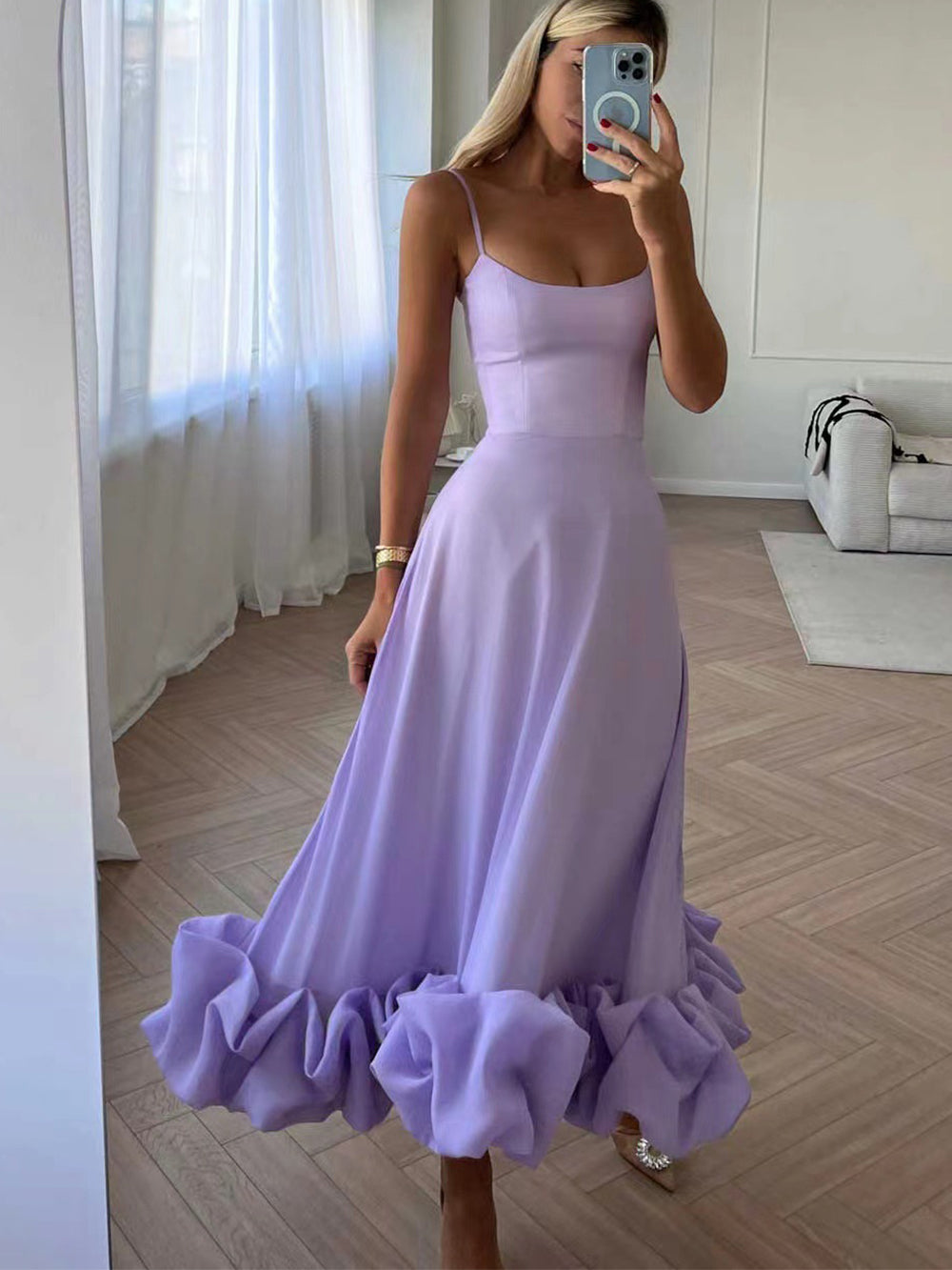 Beautiful Formal Ruffle Midi Dress