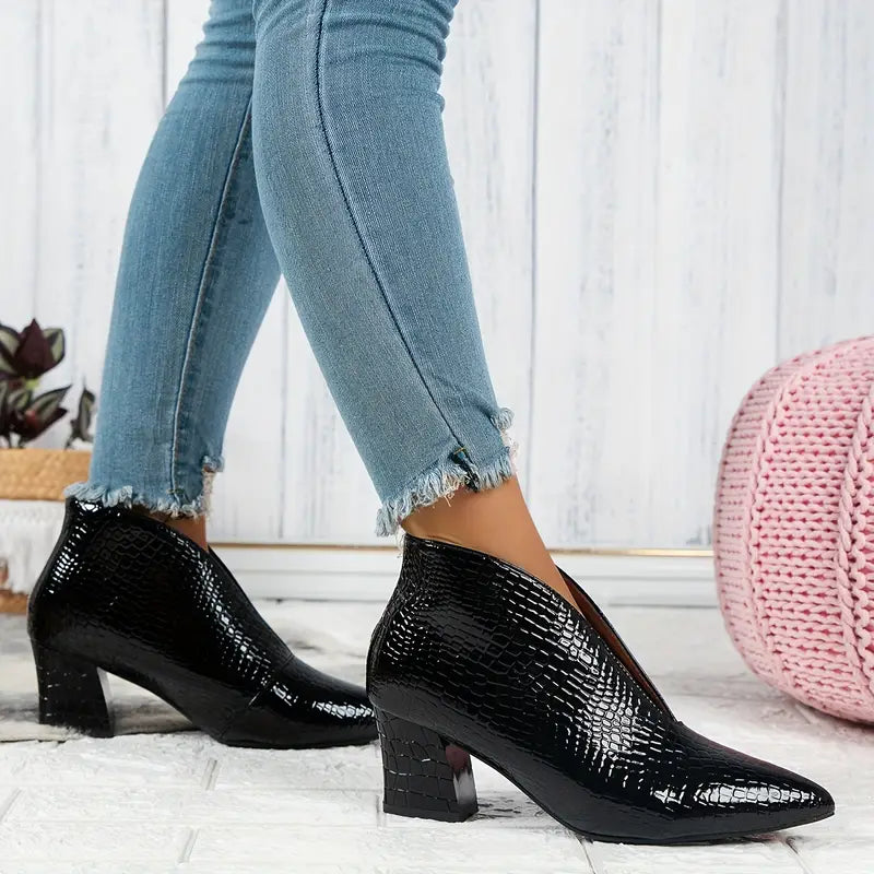 Women's Distressed Ankle Boots with Low Heel