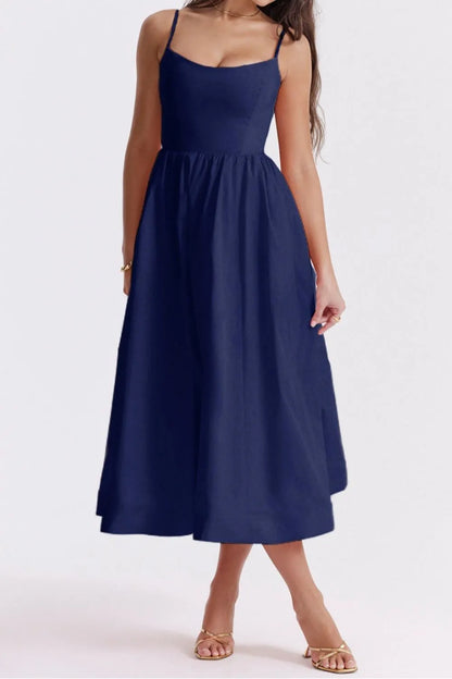Ania | Elegant Midi Dress in A-Line with Spaghetti Straps