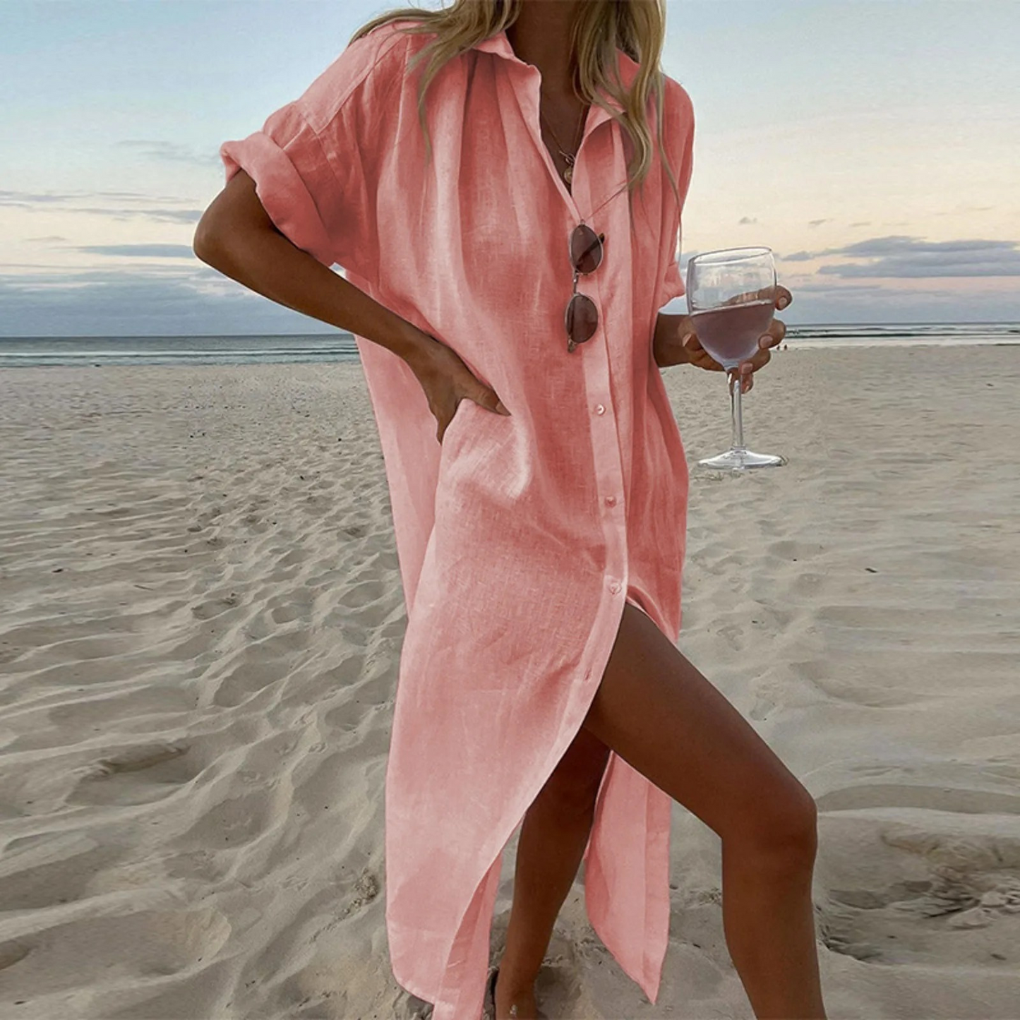 Charline | Elegant Shirt Dress With Slits – Refined And Modern Style