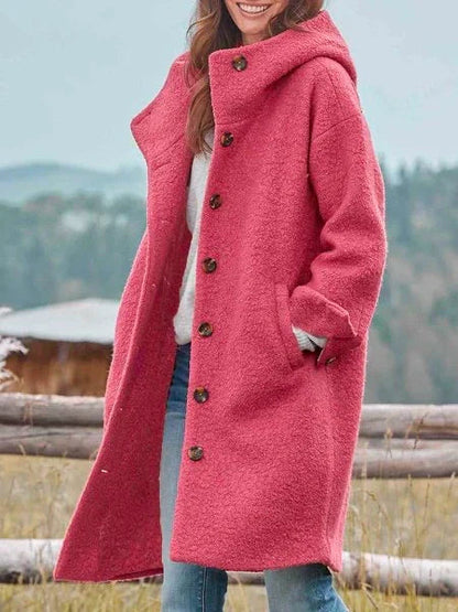Chérine | Long Buttoned Coat for Women — Simplicity & Urban Trend