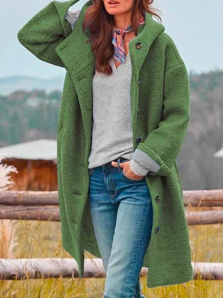 Chérine | Long Buttoned Coat for Women — Simplicity & Urban Trend