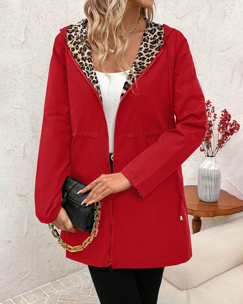 Versatile Leopard Print Reversible Jacket